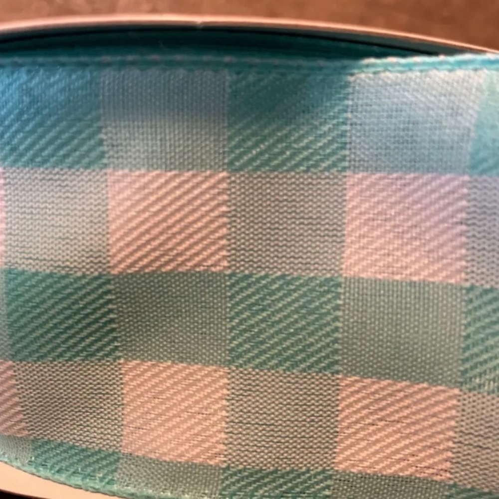 Aqua Gingham 2.5” wired ribbon